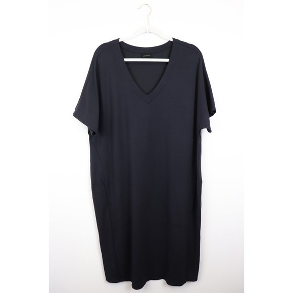 J. Jill Wearever Double-Face Jersey Dolman-Sleeve Dress Licorice Dark Grey XL - Picture 2 of 9
